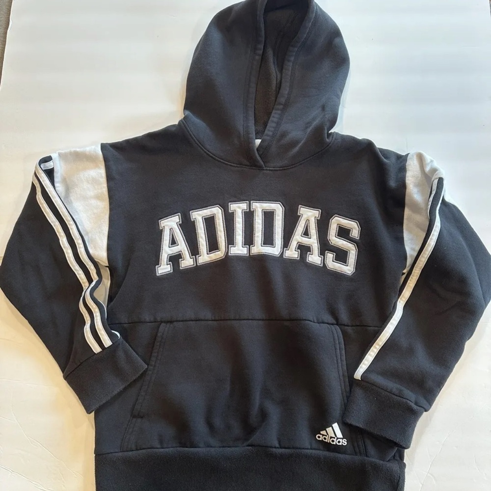 Boys‎ Adidas Sweatshirt/Hoodie  Medium 10-12  Black And White Pullover Pockets